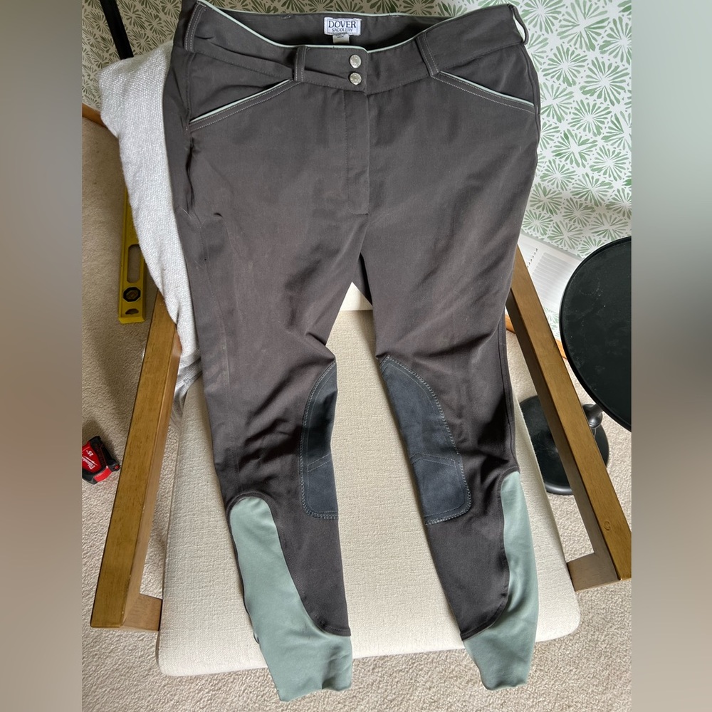 Dover Saddlery Ladies Wellesley Piped Knee Patch Breeches sz 32